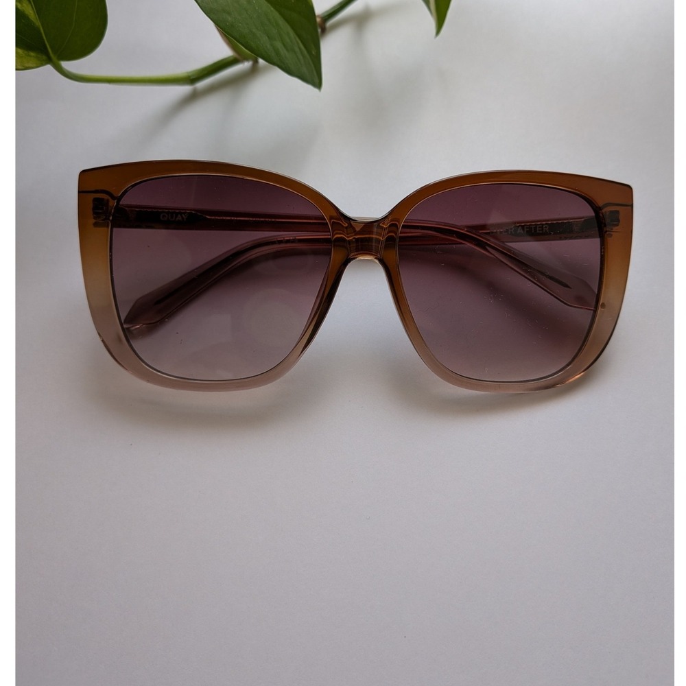Quay Ever After Sunglasses OS Boho Y2K Maximalist Brown Gradient Lens Chic Vibe - Picture 2 of 6